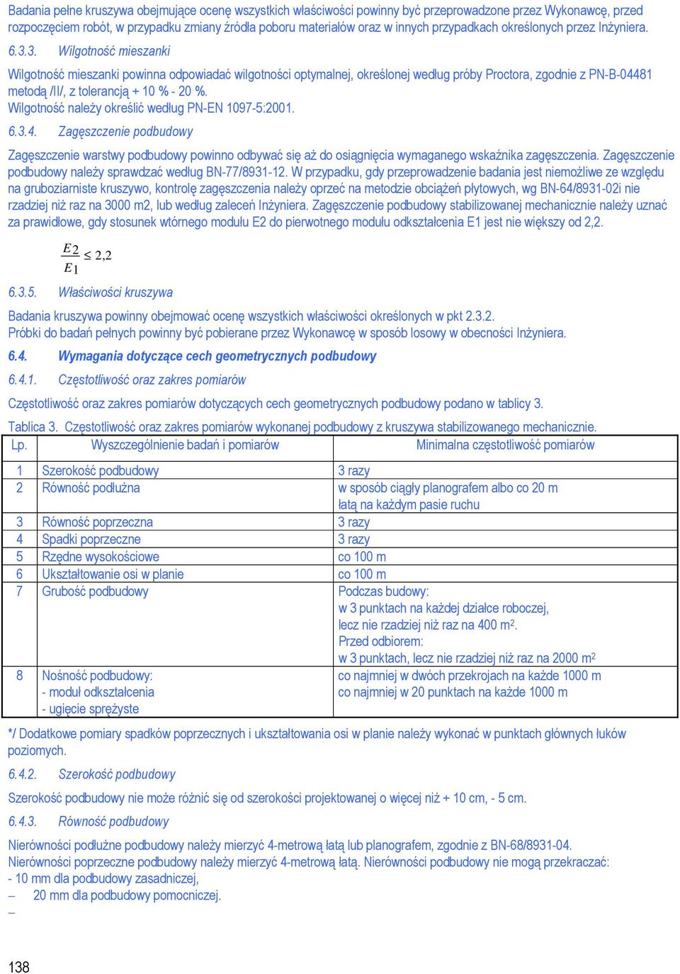 3. Wilgotność mieszanki Wilgotność mieszanki powinna odpowiadać wilgotności optymalnej, określonej według próby Proctora, zgodnie z PN-B-04481 metodą /II/, z tolerancją + 10 % - 20 %.