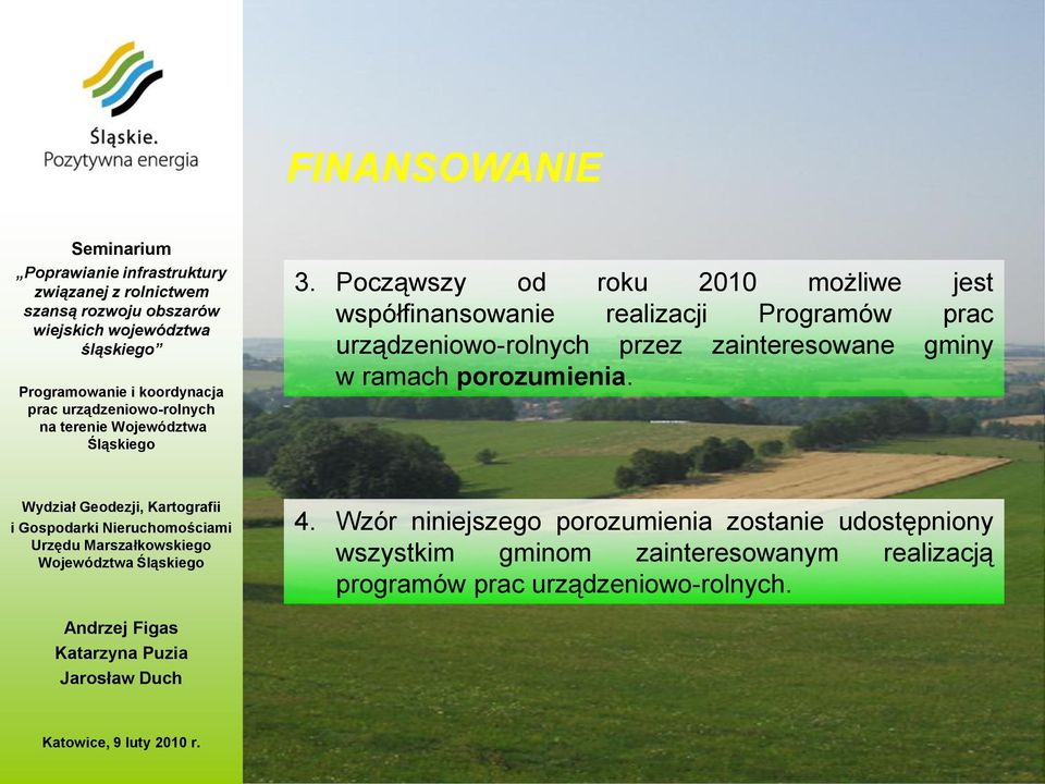 Programów prac urządzeniowo-rolnych przez zainteresowane gminy w