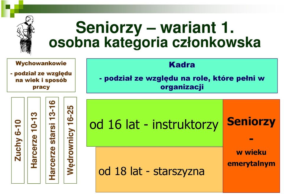 sposób pracy Kadra -podział ze względu na role, które pełni w organizacji