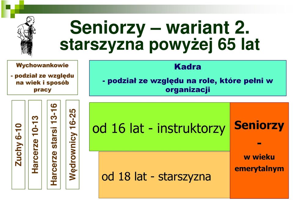 pracy Kadra -podział ze względu na role, które pełni w organizacji Zuchy