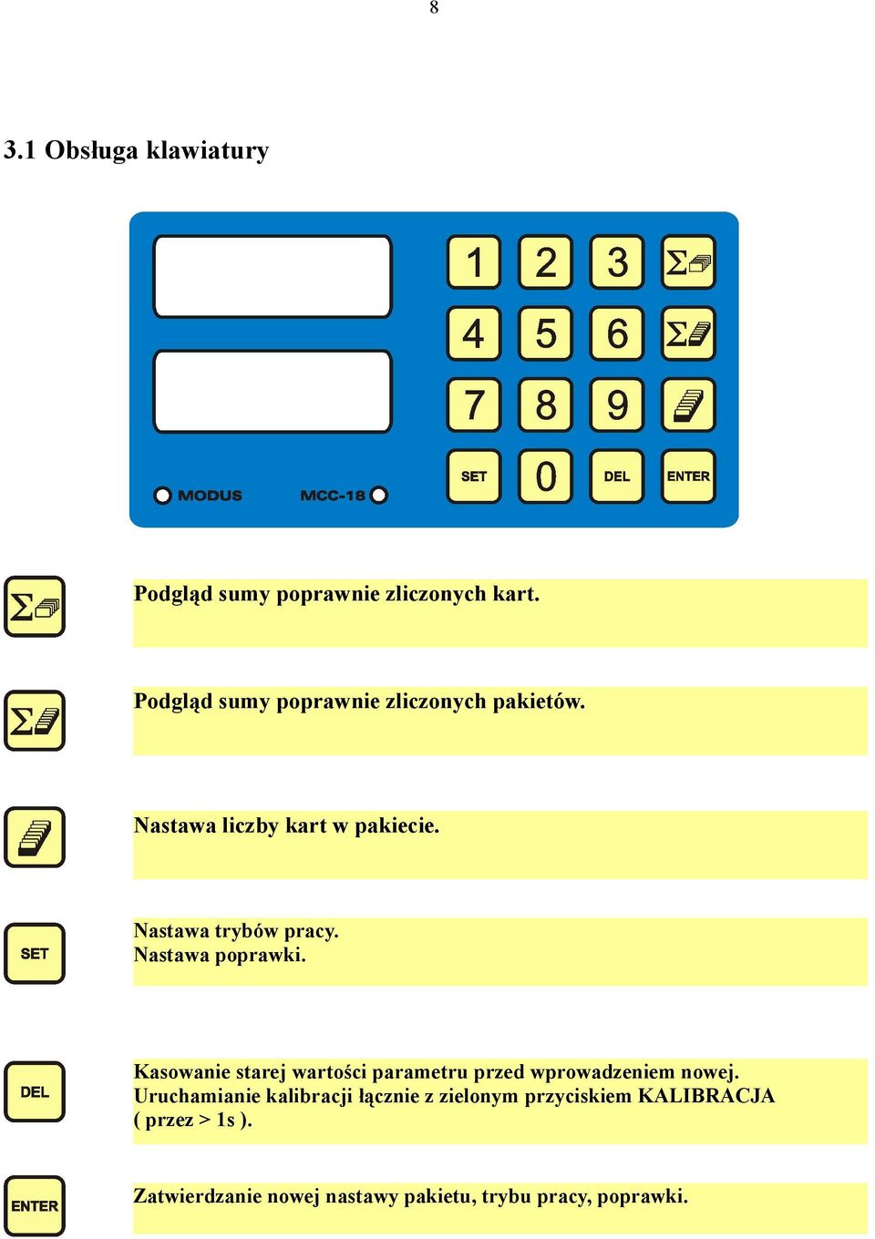 Nastawa poprawki. Kasowanie starej wartości parametru przed wprowadzeniem nowej.