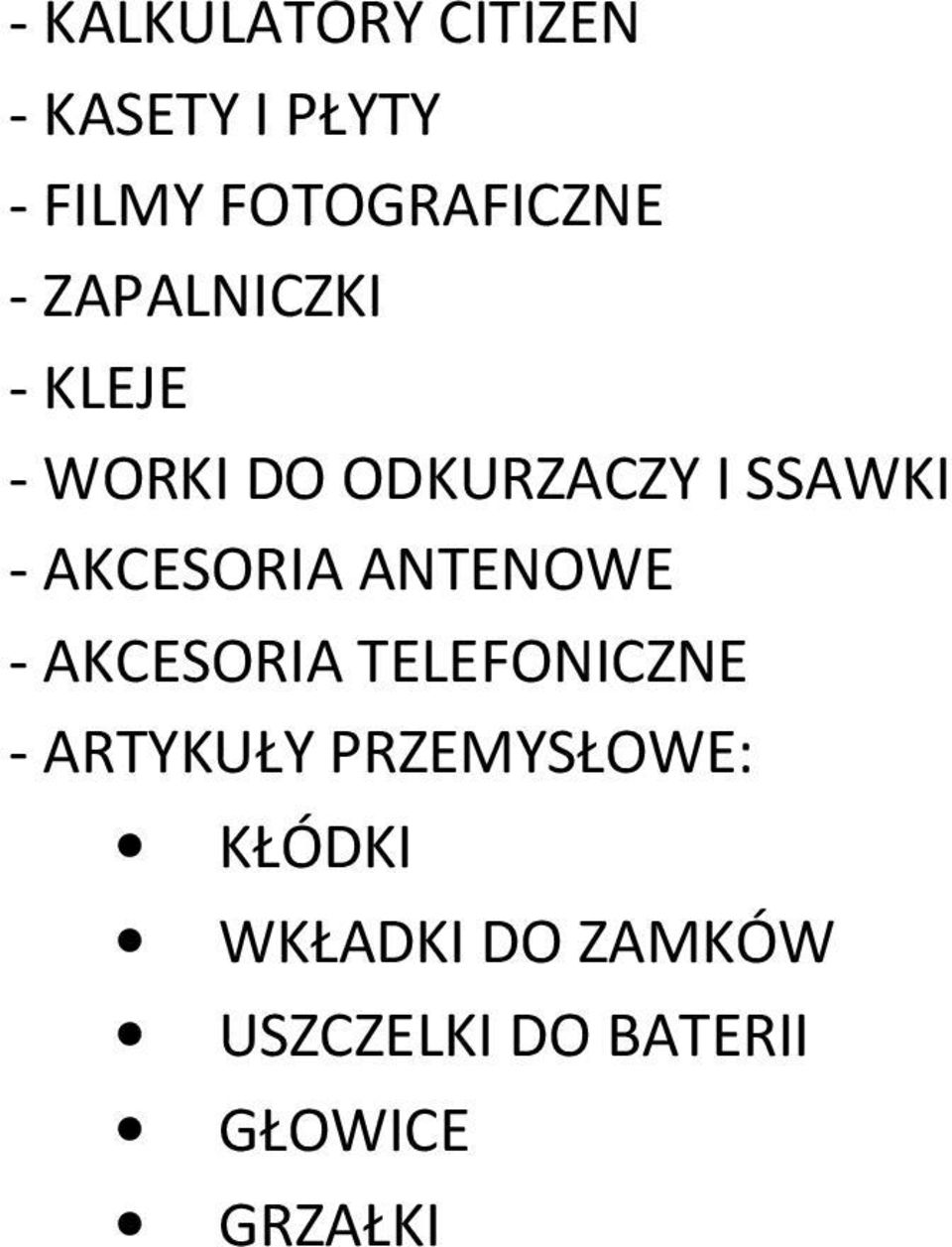 AKCESORIA ANTENOWE - AKCESORIA TELEFONICZNE - ARTYKUŁY