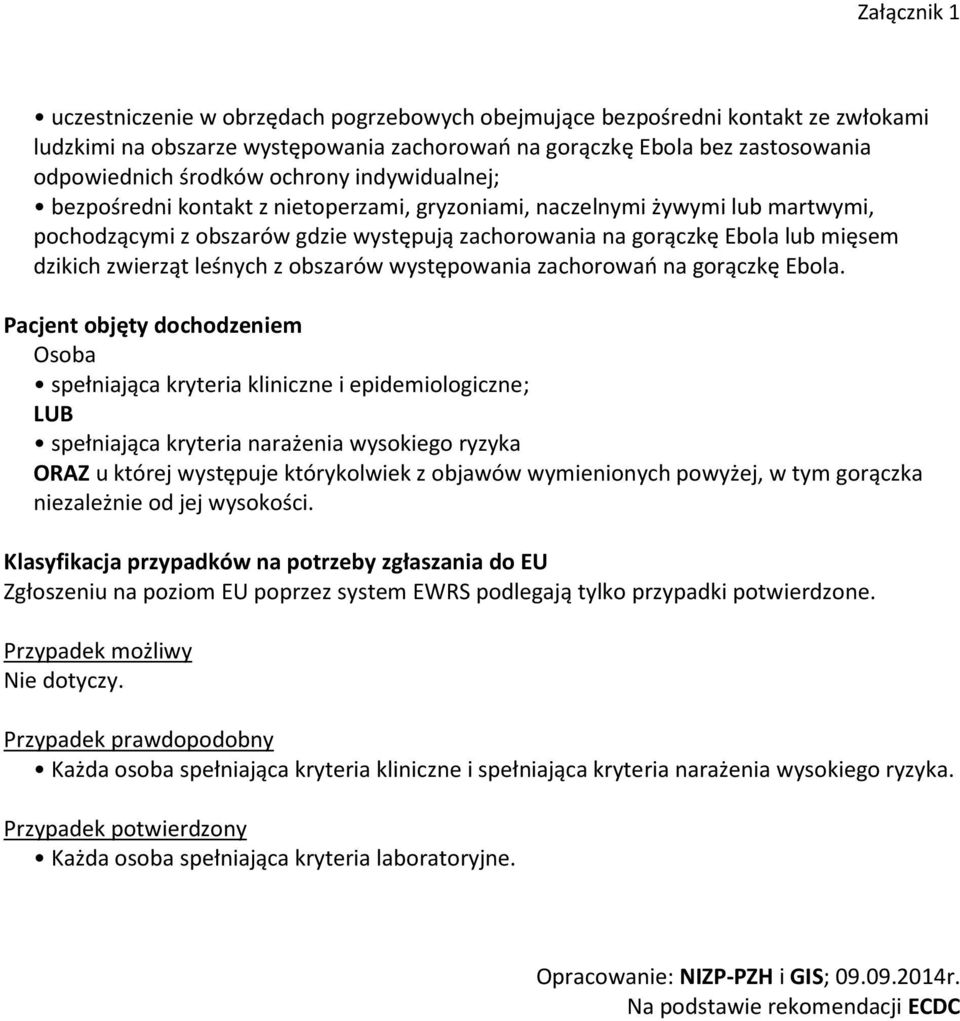 zwierząt leśnych z obszarów występowania zachorowań na gorączkę Ebola.