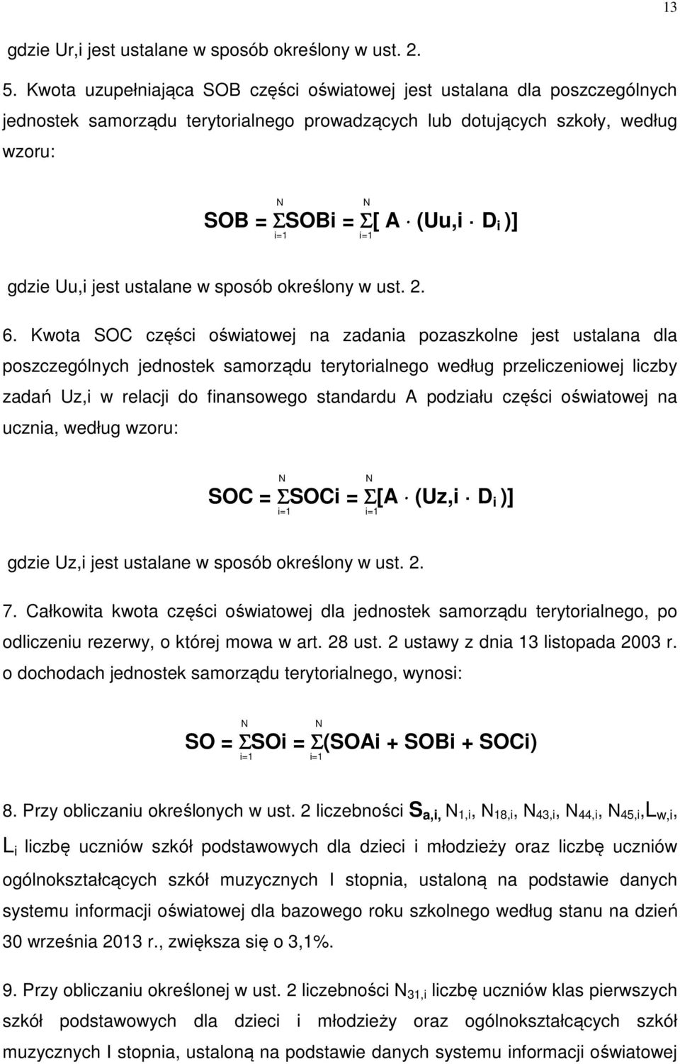 gdzie Uu,i jest ustalane w sposób określony w ust. 2. 6.