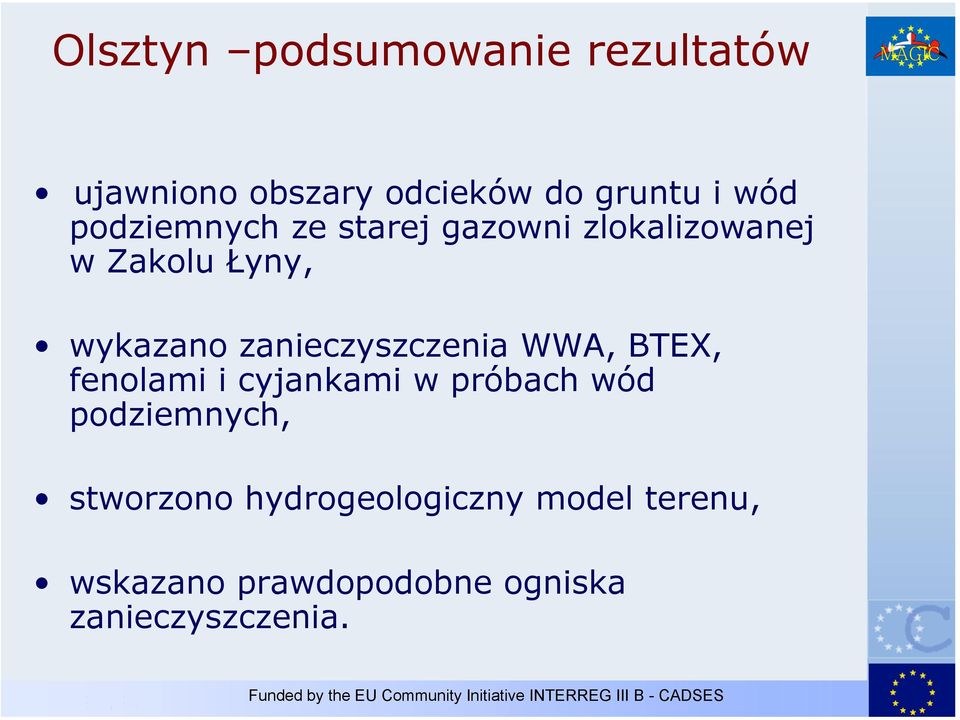 zanieczyszczenia WWA, BTEX, fenolami i cyjankami w próbach wód podziemnych,
