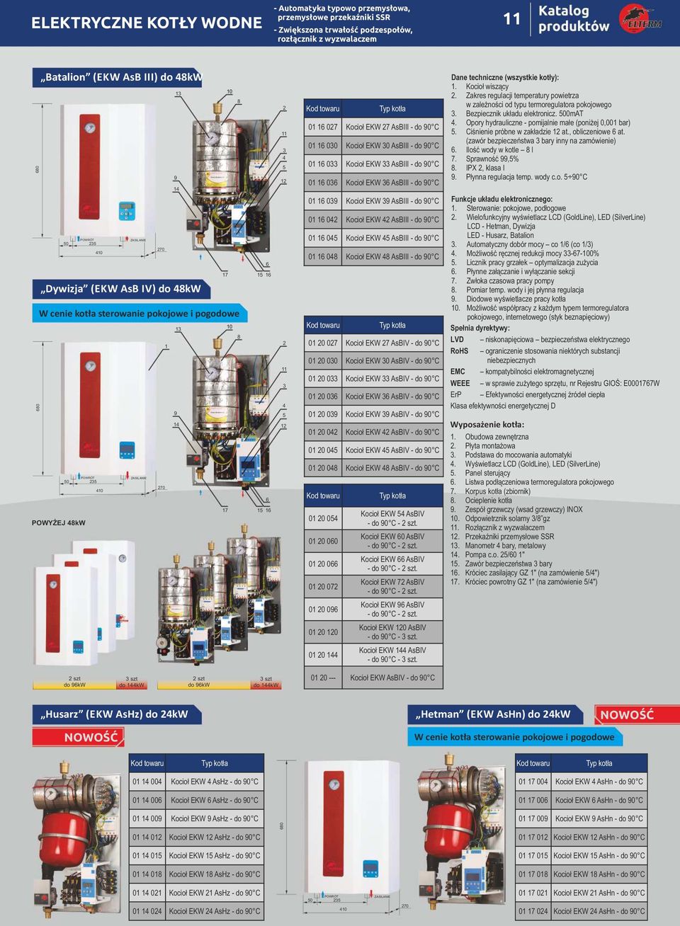 Typ kotła 01 16 07 Kocioł EKW 7 AsBIII - do 90 C 01 16 00 Kocioł EKW 0 AsBIII - do 90 C 01 16 0 Kocioł EKW AsBIII - do 90 C 01 16 06 Kocioł EKW 6 AsBIII - do 90 C 01 16 09 Kocioł EKW 9 AsBIII - do 90