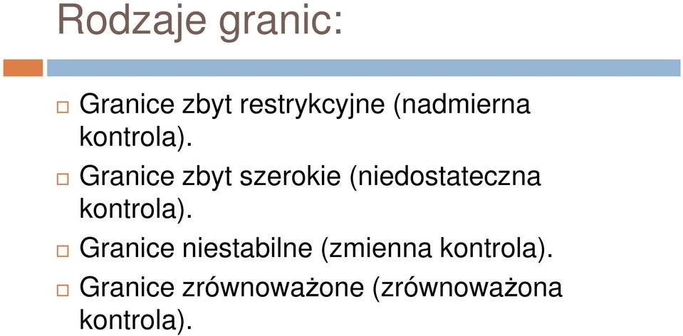 Granice zbyt szerokie (niedostateczna kontrola).