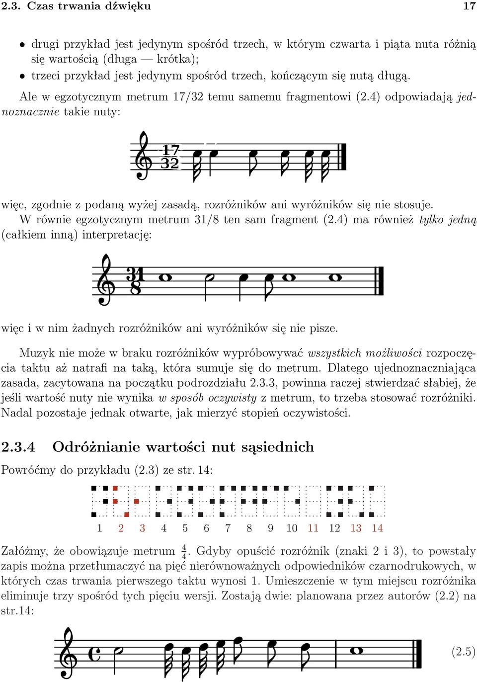 W równie egzotycznym metrum 3/ ten sam fragment(2.4) ma również tylko jedną (całkiem inną) interpretację: więc i w nim żadnych rozróżników ani wyróżników się nie pisze.