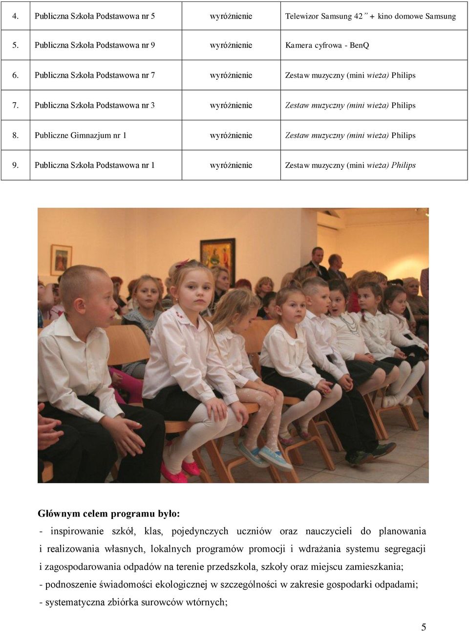 Publiczne Gimnazjum nr 1 wyróżnienie Zestaw muzyczny (mini wieża) Philips 9.