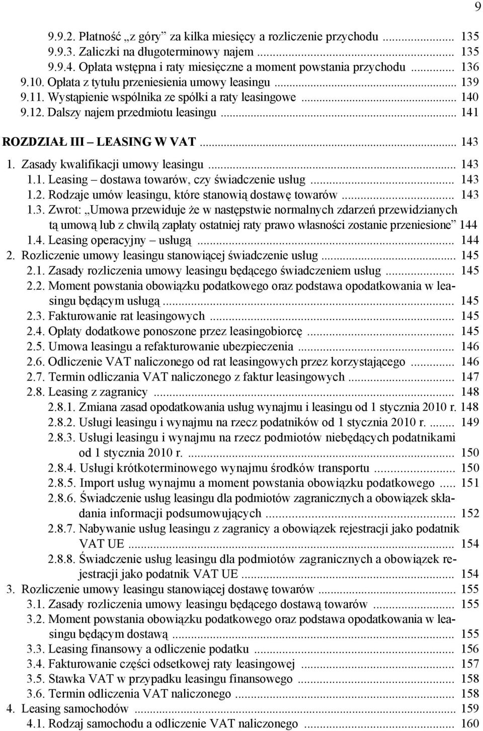 Zasady kwalifikacji umowy leasingu... 143 