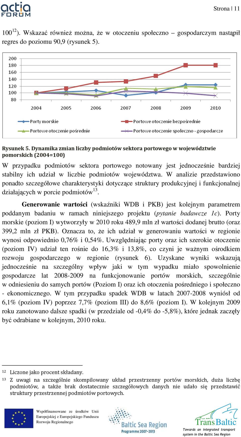 podmiotów województwa. W analizie przedstawiono ponadto szczegółowe charakterystyki dotyczące struktury produkcyjnej i funkcjonalnej działających w porcie podmiotów 13.