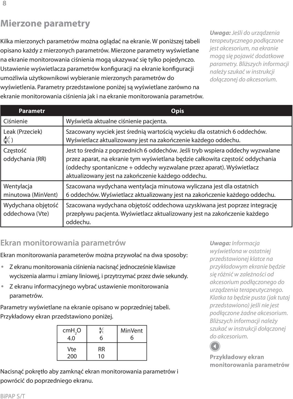 Ustawienie wyświetlacza parametrów konfiguracji na ekranie konfiguracji umożliwia użytkownikowi wybieranie mierzonych parametrów do wyświetlenia.