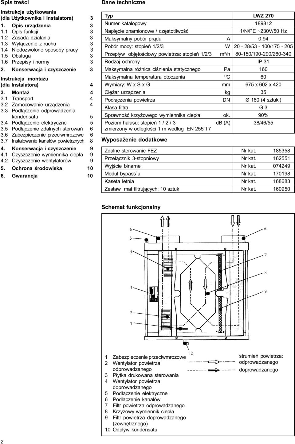 3 Pod³¹czenie odprowadzenia kondensatu 5 3.4 Pod³¹czenie elektryczne 5 3.5 Pod³¹czenie zdalnych sterowañ 6 3.6 Zabezpieczenie przeciwmrozowe 6 3.7 Instalowanie kana³ów powietrznych 8 4.