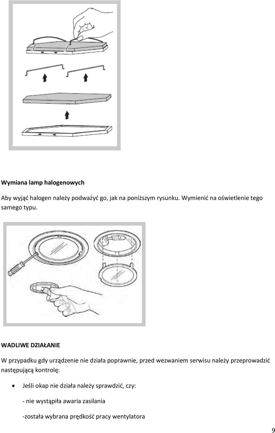 WADLIWE DZIAŁANIE W przypadku gdy urządzenie nie działa poprawnie, przed wezwaniem serwisu należy