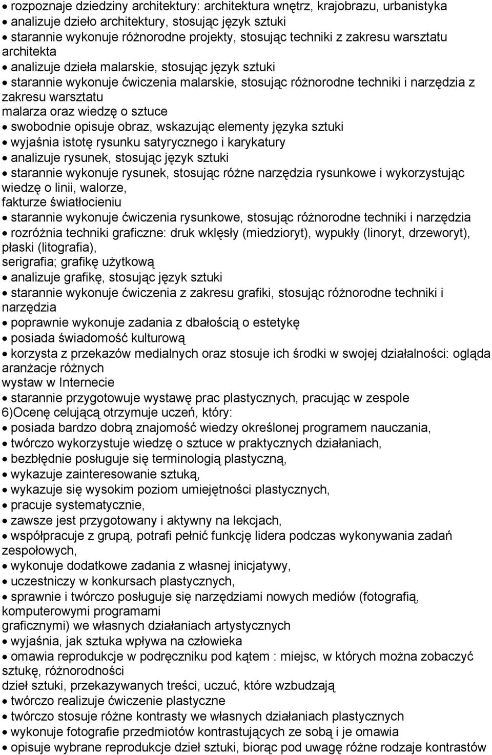 o sztuce swobodnie opisuje obraz, wskazując elementy języka sztuki wyjaśnia istotę rysunku satyrycznego i karykatury analizuje rysunek, stosując język sztuki starannie wykonuje rysunek, stosując