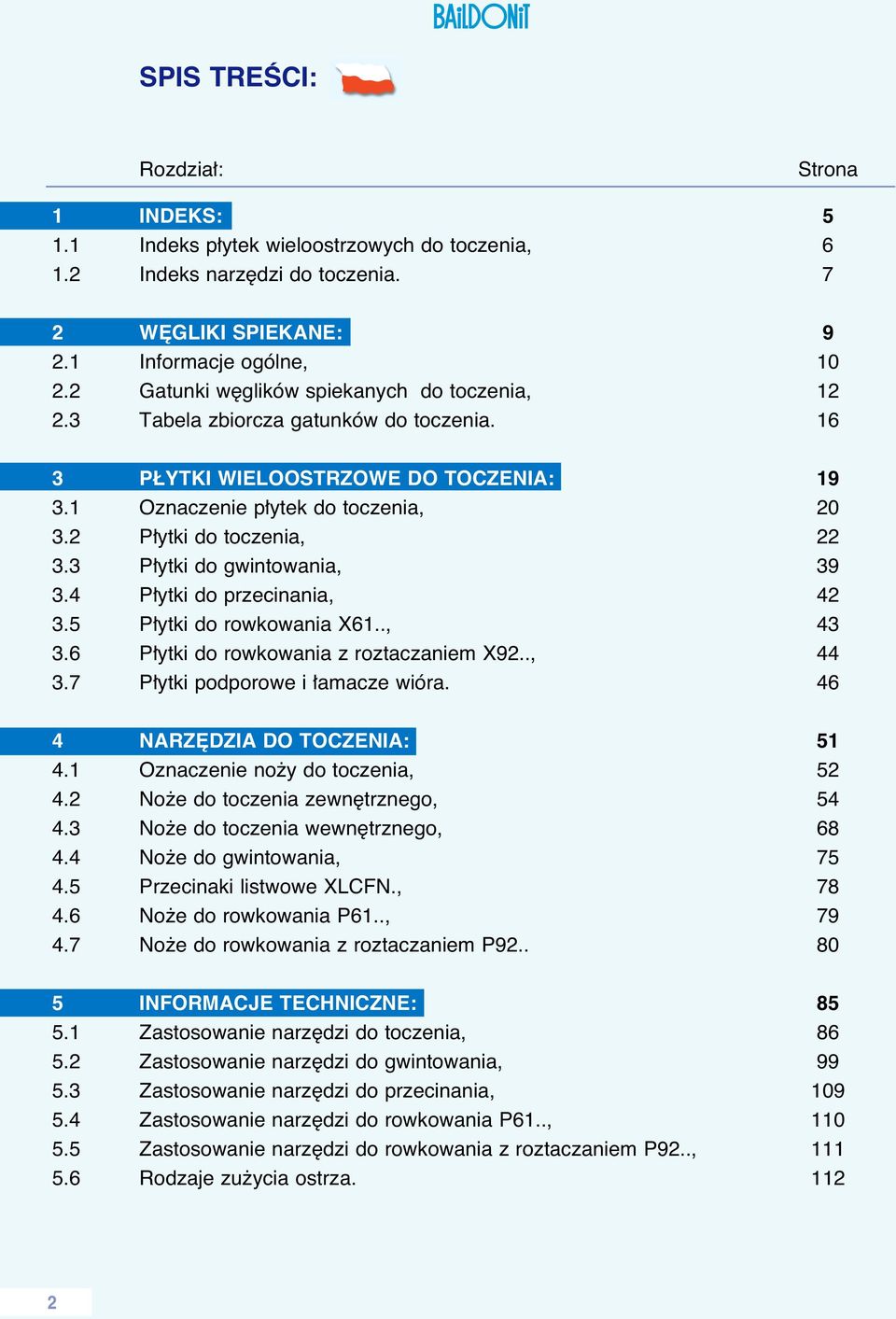3 P ytki do gwintowania, 39 3.4 P ytki do przecinania, 42 3.5 P ytki do rowkowania X61.., 43 3.6 P ytki do rowkowania z roztaczaniem X92.., 44 3.7 P ytki podporowe i amacze wióra.