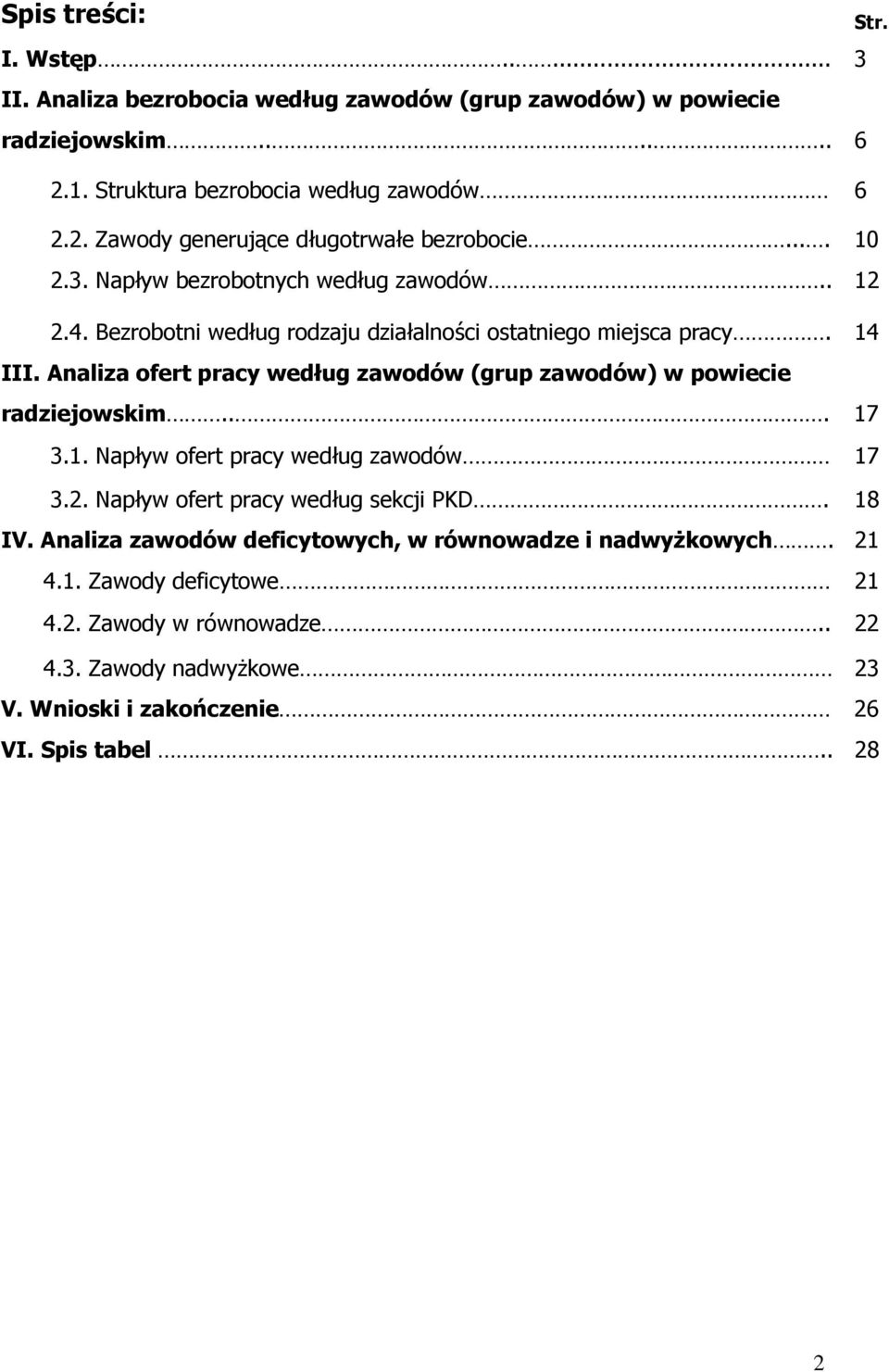 Analiza ofert pracy według zawodów (grup zawodów) w powiecie radziejowskim... 17 3.1. Napływ ofert pracy według zawodów 17 3.2. Napływ ofert pracy według sekcji PKD. 18 IV.