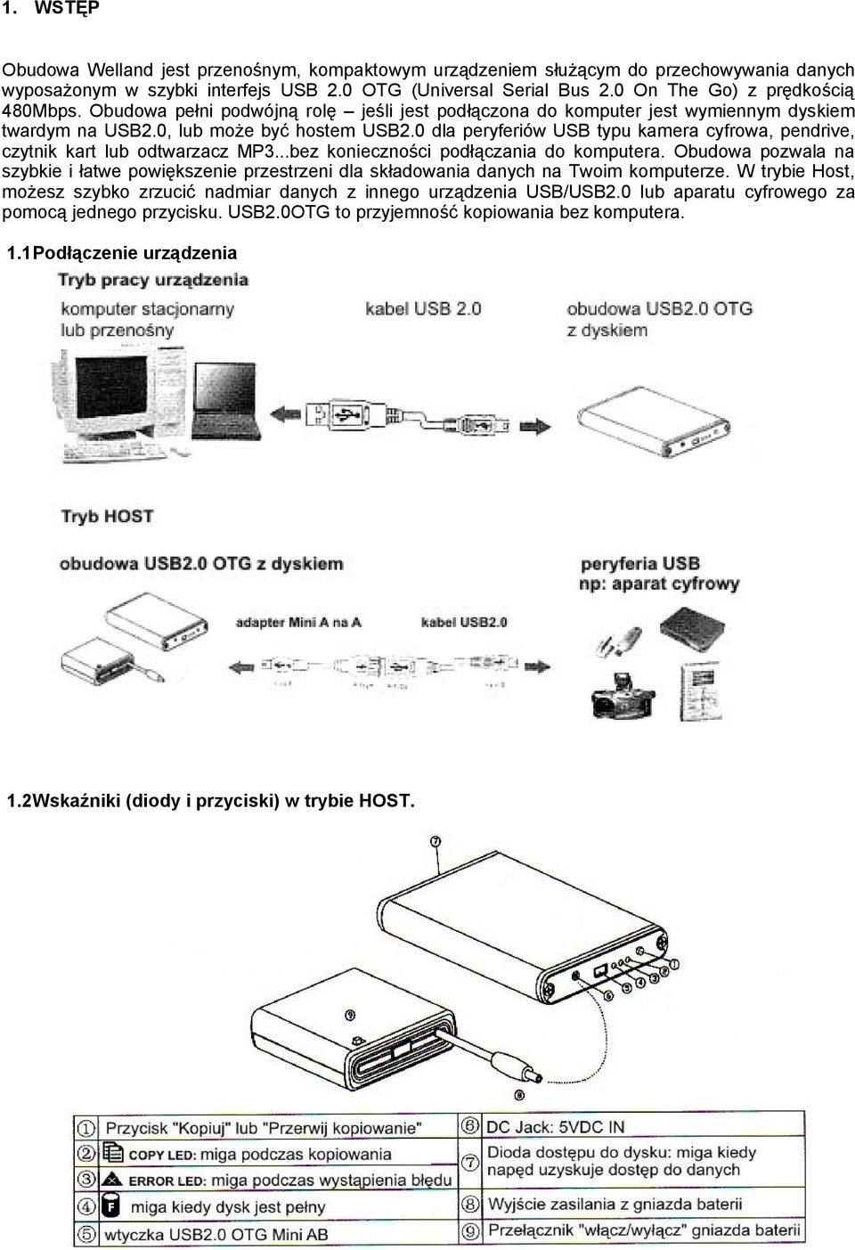 0 dla peryferiów USB typu kamera cyfrowa, pendrive, czytnik kart lub odtwarzacz MP3...bez konieczności podłączania do komputera.