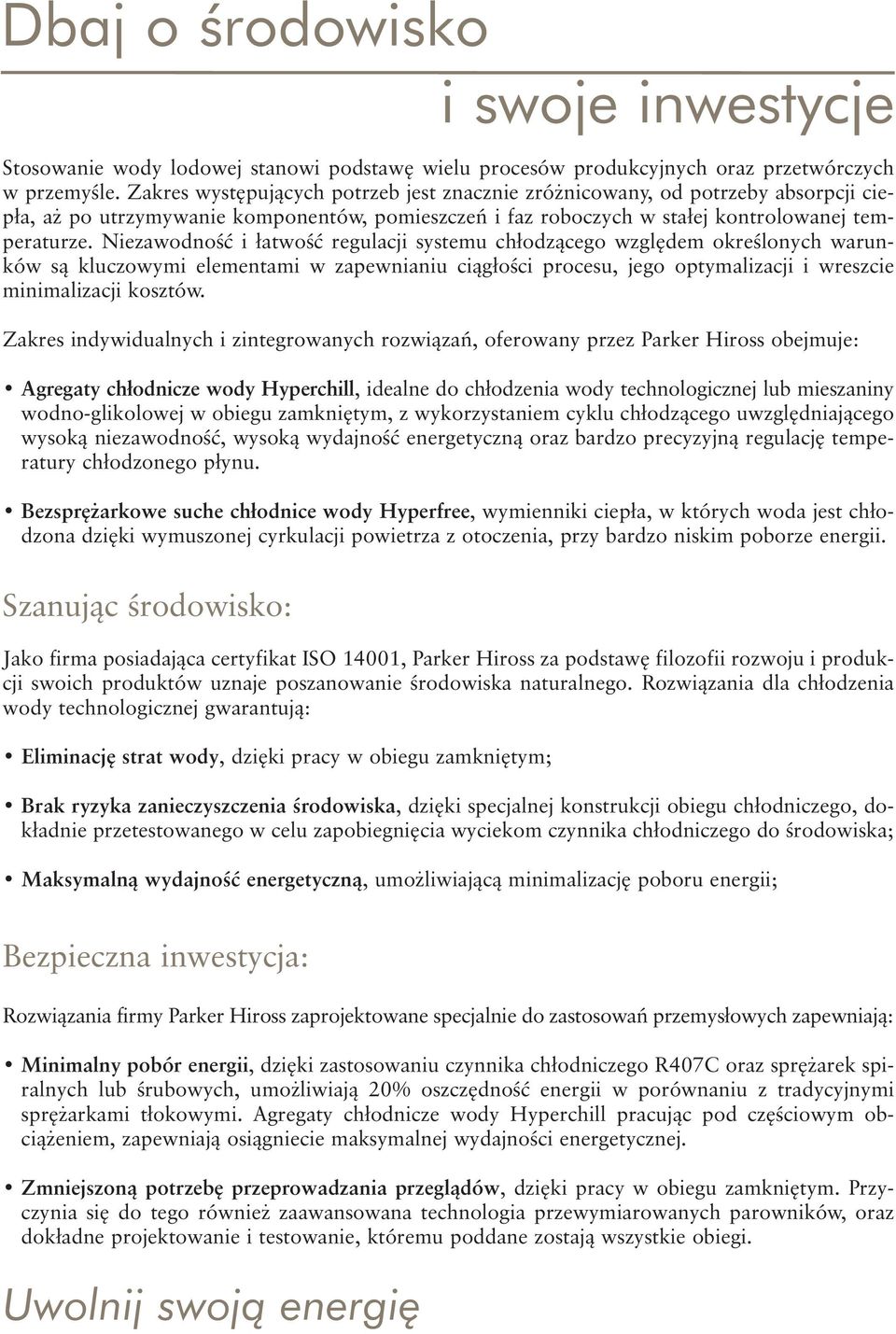 NiezawodnoÊç i łatwoêç regulacji systemu chłodzàcego wzgl dem okreêlonych warunków sà kluczowymi elementami w zapewnianiu ciàgłoêci procesu, jego optymalizacji i wreszcie minimalizacji kosztów.