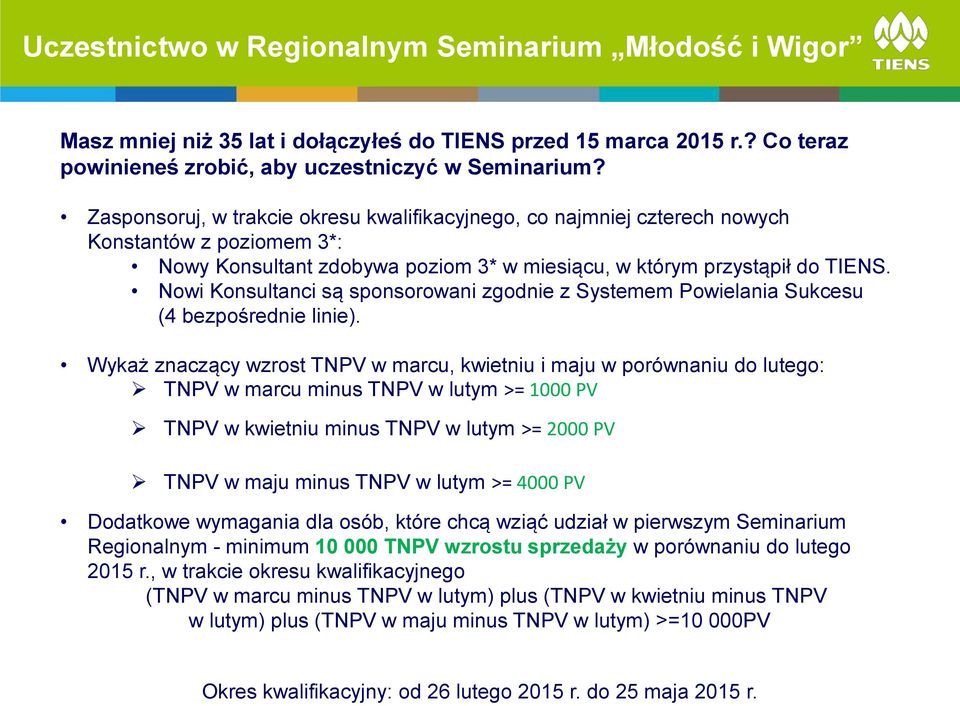 Nowi Konsultanci są sponsorowani zgodnie z Systemem Powielania Sukcesu (4 bezpośrednie linie).