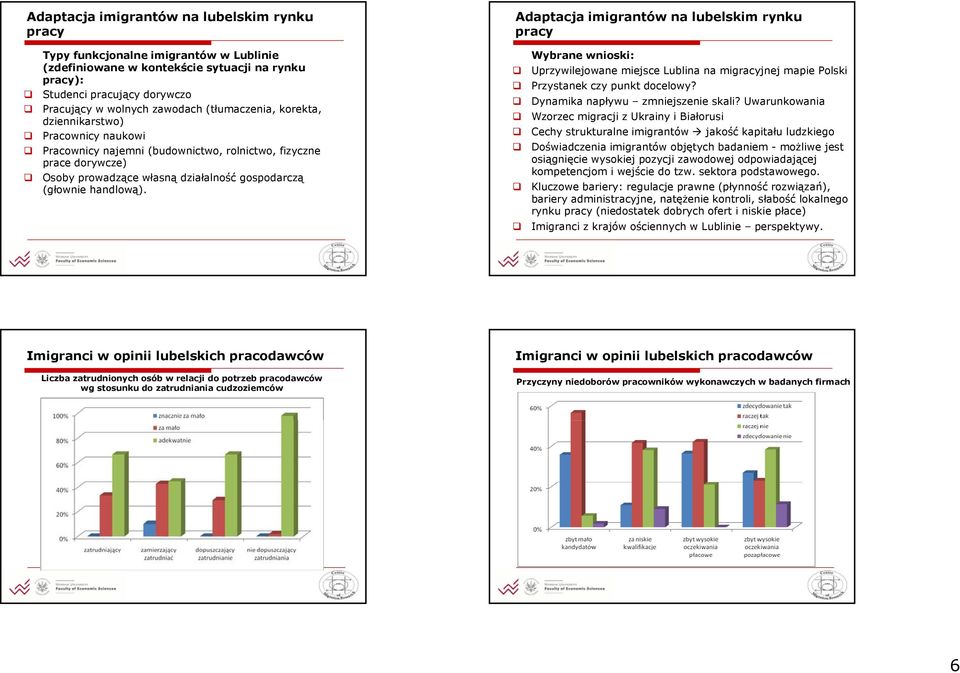 działalność gospodarczą (głownie handlową). Wybrane wnioski: Uprzywilejowane miejsce Lublina na migracyjnej mapie Polski Przystanek czy punkt docelowy? Dynamika napływu zmniejszenie skali?