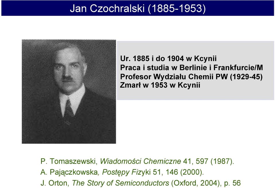 Chemii PW (1929-45) Zmarł w 1953 w Kcynii P.