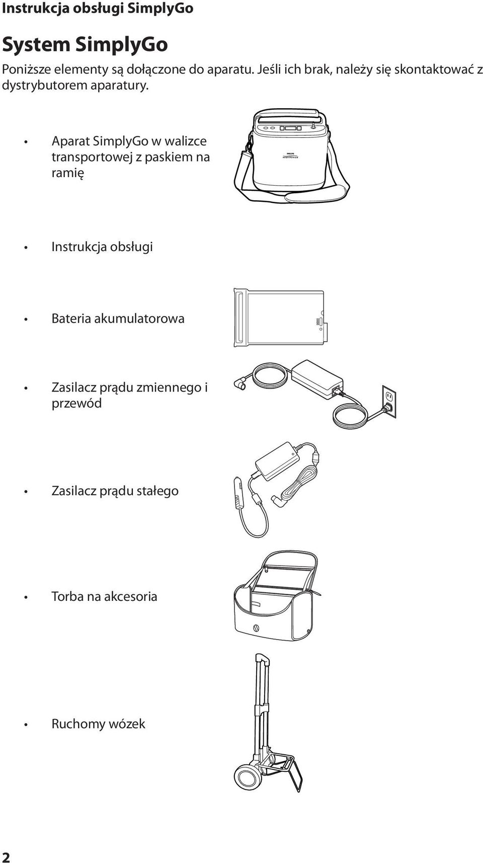 Aparat SimplyGo w walizce transportowej z paskiem na ramię Instrukcja obsługi