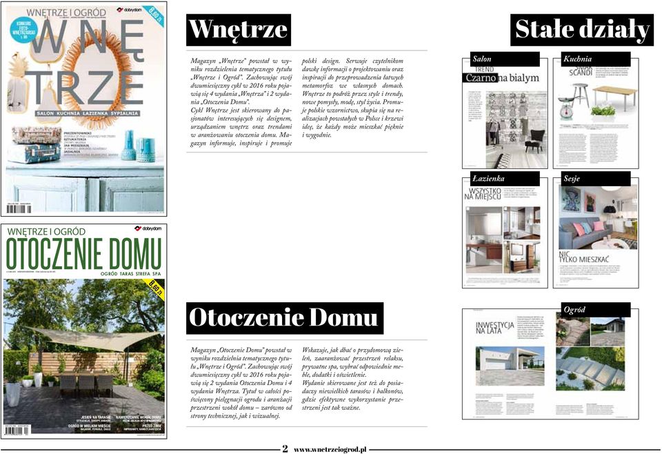 Cykl Wnętrze jest skierowany do pasjonatów interesujących się designem, urządzaniem wnętrz oraz trendami w aranżowaniu otoczenia domu. Magazyn informuje, inspiruje i promuje polski design.