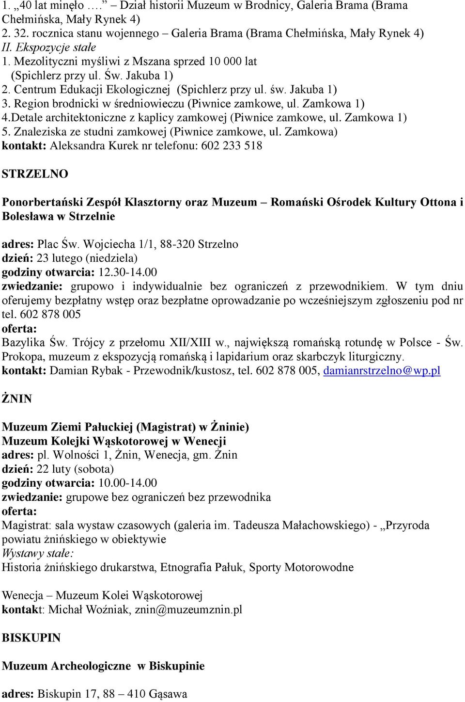 Region brodnicki w średniowieczu (Piwnice zamkowe, ul. Zamkowa 1) 4.Detale architektoniczne z kaplicy zamkowej (Piwnice zamkowe, ul. Zamkowa 1) 5. Znaleziska ze studni zamkowej (Piwnice zamkowe, ul.