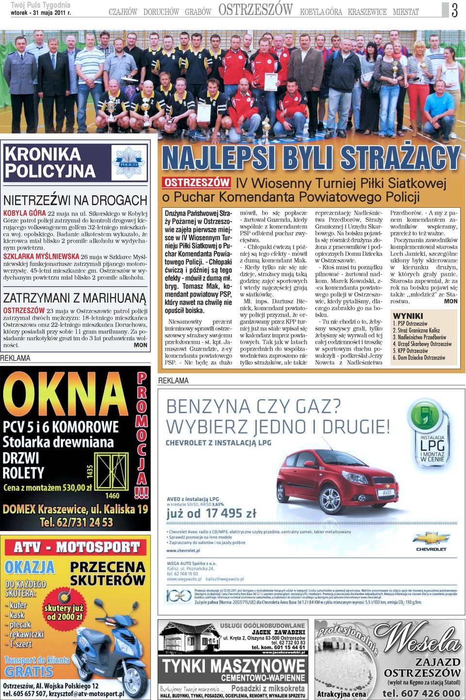 Badanie alkotestem wykaza³o, e kierowca mia³ blisko 2 promile alkoholu w wydychanym powietrzu. SZKLARKA MYŒLNIEWSKA 26 maja w Szklarce Myœlniewskiej funkcjonariusze zatrzymali pijanego motorowerzystê.