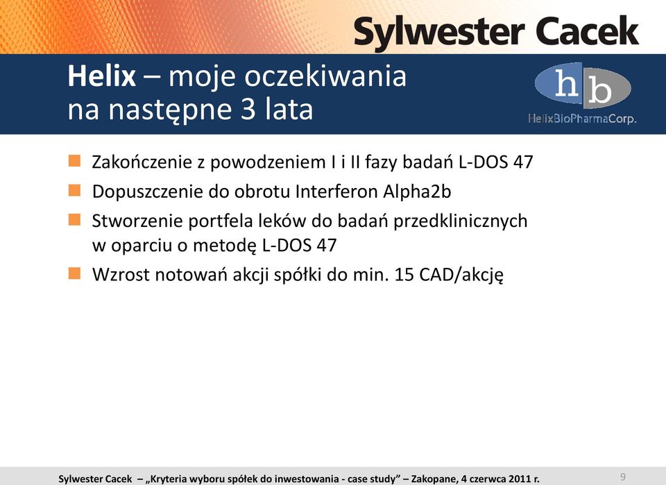 Interferon Alpha2b Stworzenie portfela leków do badao