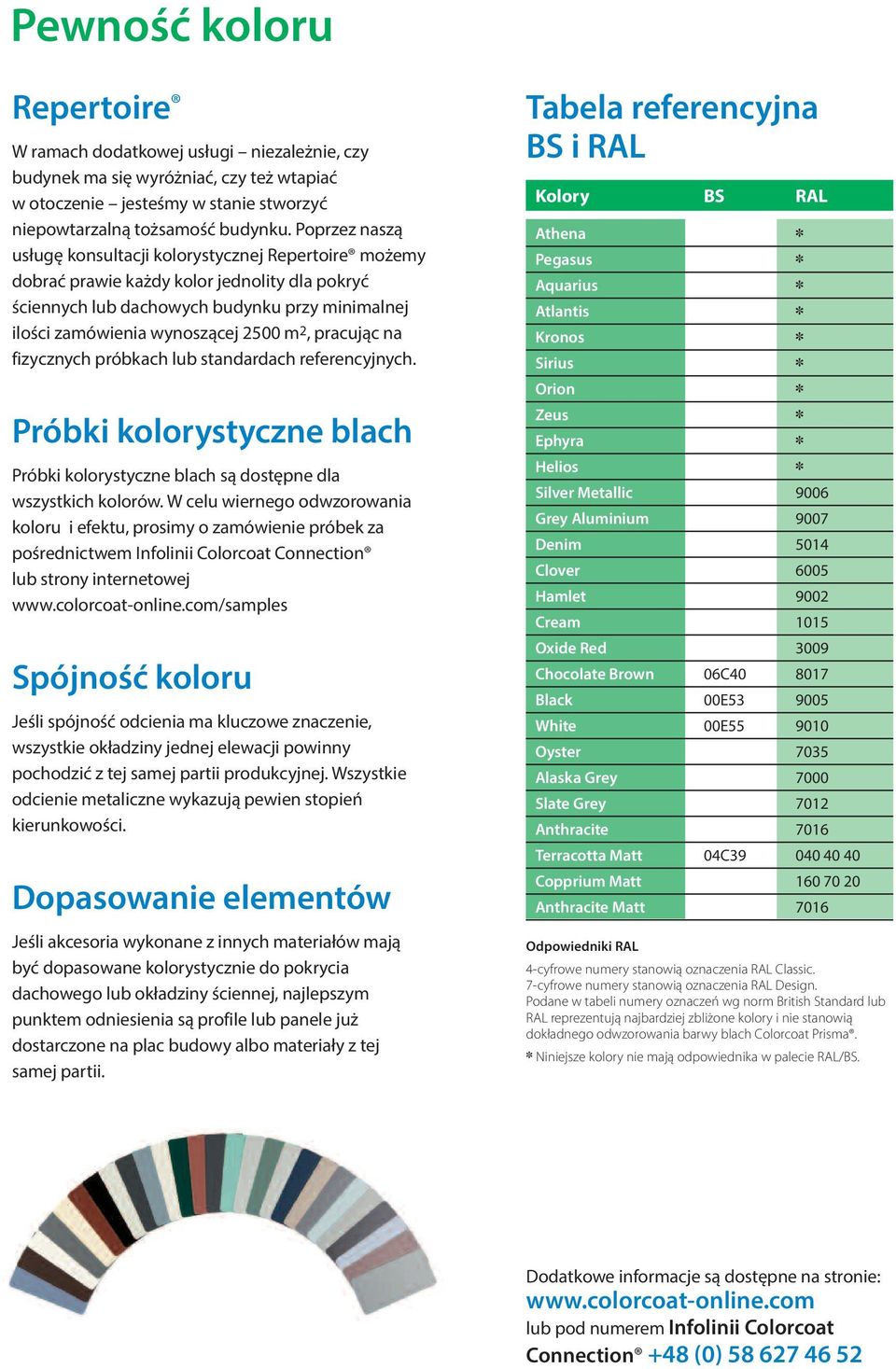 pracując na fizycznych próbkach lub standardach referencyjnych. Próbki kolorystyczne blach Próbki kolorystyczne blach są dostępne dla wszystkich kolorów.