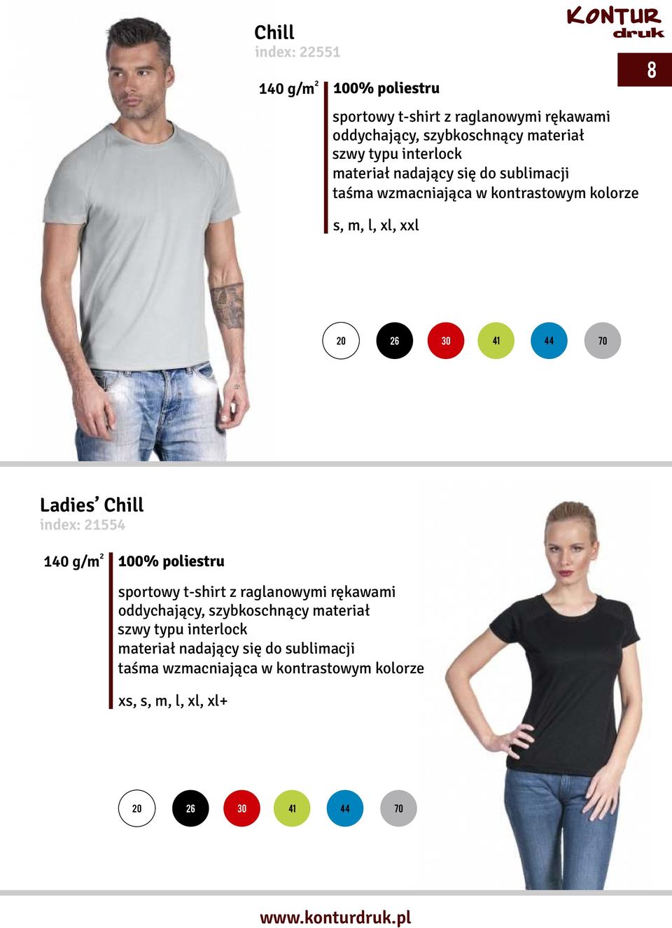 Ladies Chill index: 1554 140 g/m 100% poliestru sportowy t-shirt z raglanowymi rękawami oddychający, szybkoschnący