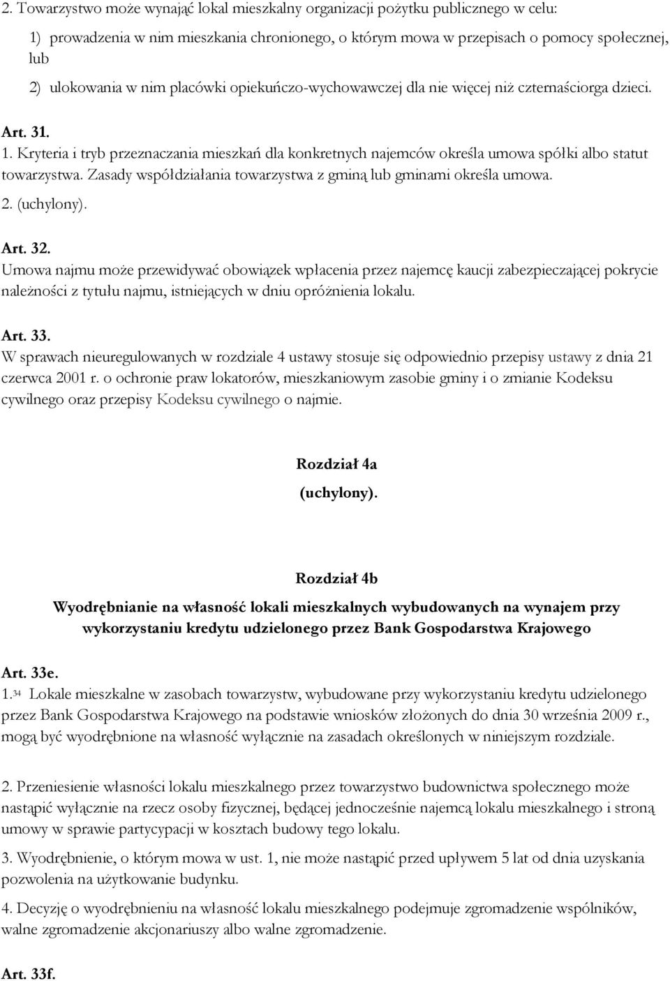 Zasady współdziałania towarzystwa z gminą lub gminami określa umowa. 2. Art. 32.