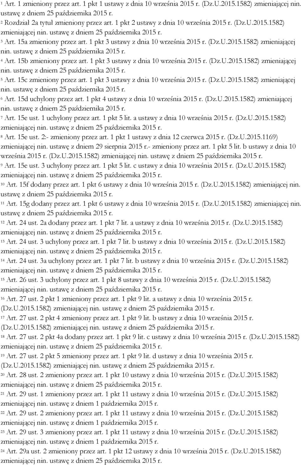 ustawę z dniem 25 października 2015 r. 4 Art. 15b zmieniony przez art. 1 pkt 3 ustawy z dnia 10 września 2015 r. (Dz.U.2015.1582) zmieniającej nin. ustawę z dniem 25 października 2015 r. 5 Art.