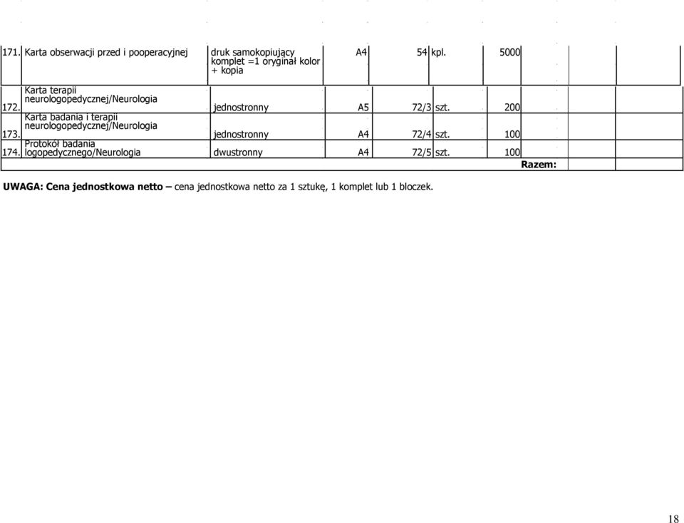 Karta terapii neurologopedycznej/neurologia jednostronny A5 72/3 szt.