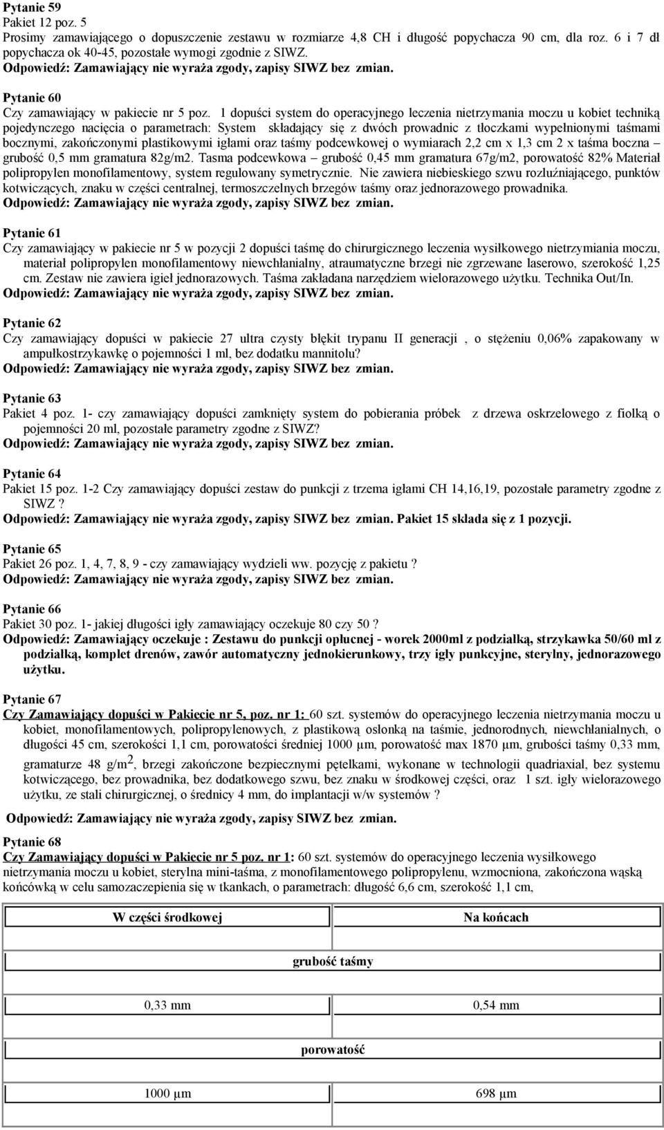 1 dopuści system do operacyjnego leczenia nietrzymania moczu u kobiet techniką pojedynczego nacięcia o parametrach: System składający się z dwóch prowadnic z tłoczkami wypełnionymi taśmami bocznymi,