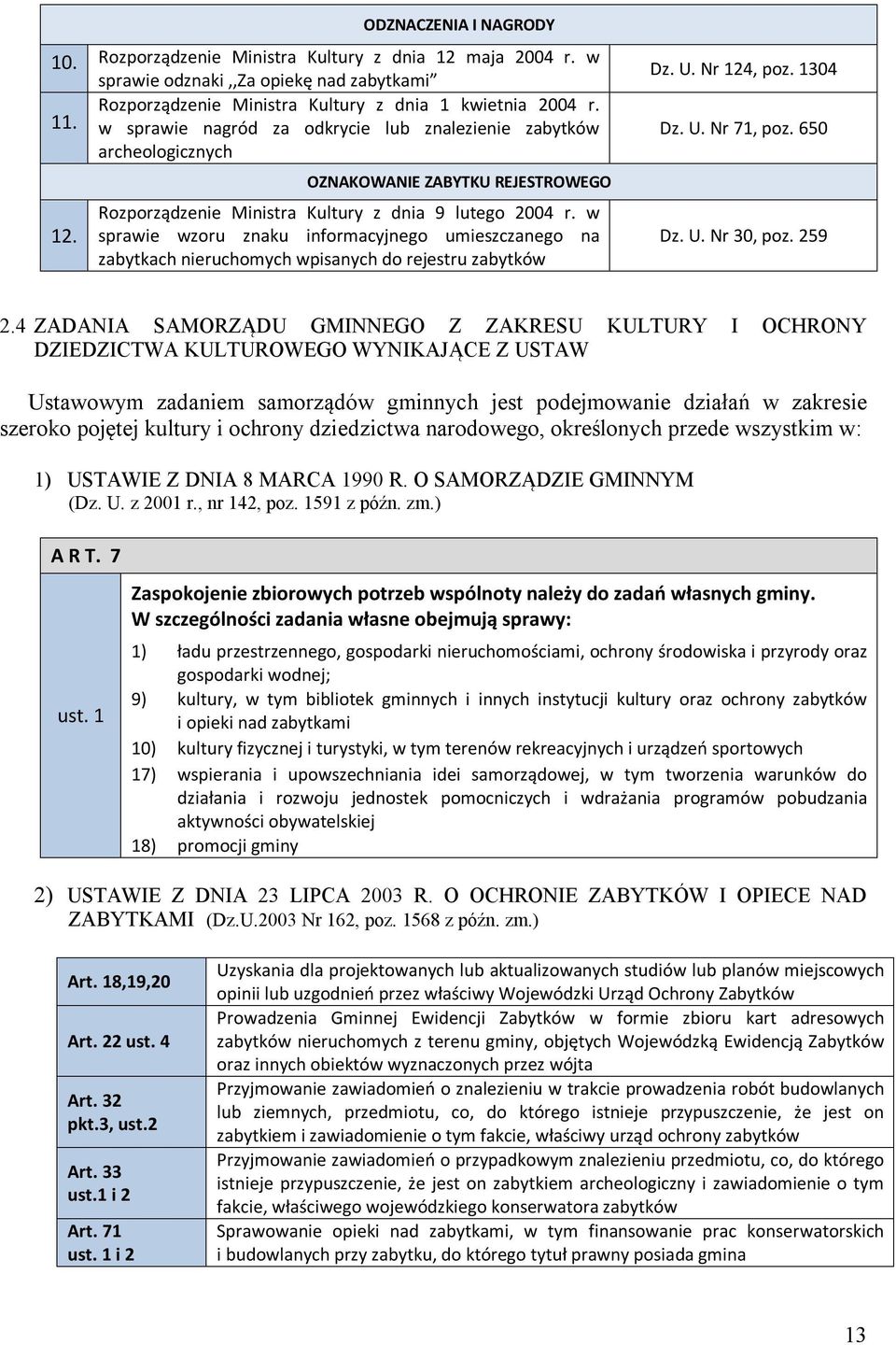 w sprawie wzoru znaku informacyjnego umieszczanego na zabytkach nieruchomych wpisanych do rejestru zabytków Dz. U. Nr 124, poz. 1304 Dz. U. Nr 71, poz. 650 Dz. U. Nr 30, poz. 259 2.