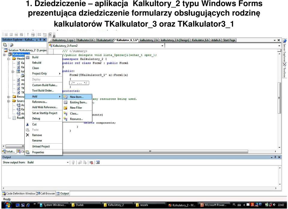 dziedziczenie formularzy obsługujących