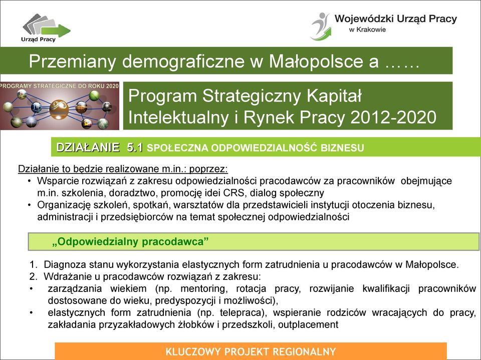 szkolenia, doradztwo, promocję idei CRS, dialog społeczny Organizację szkoleń, spotkań, warsztatów dla przedstawicieli instytucji otoczenia biznesu, administracji i przedsiębiorców na temat