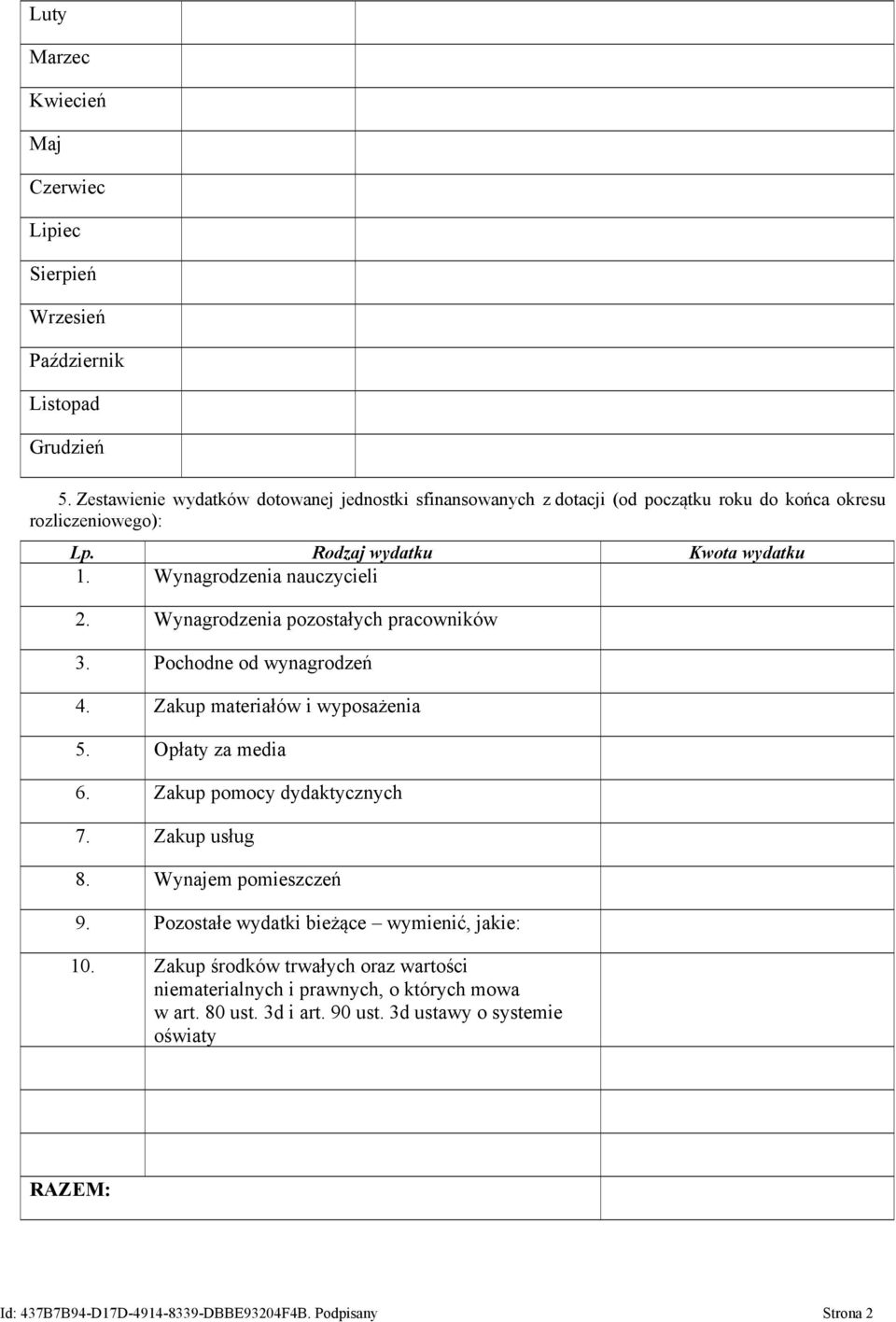Wynagrodzenia nauczycieli 2. Wynagrodzenia pozostałych pracowników 3. Pochodne od wynagrodzeń 4. Zakup materiałów i wyposażenia 5. Opłaty za media 6. Zakup pomocy dydaktycznych 7.
