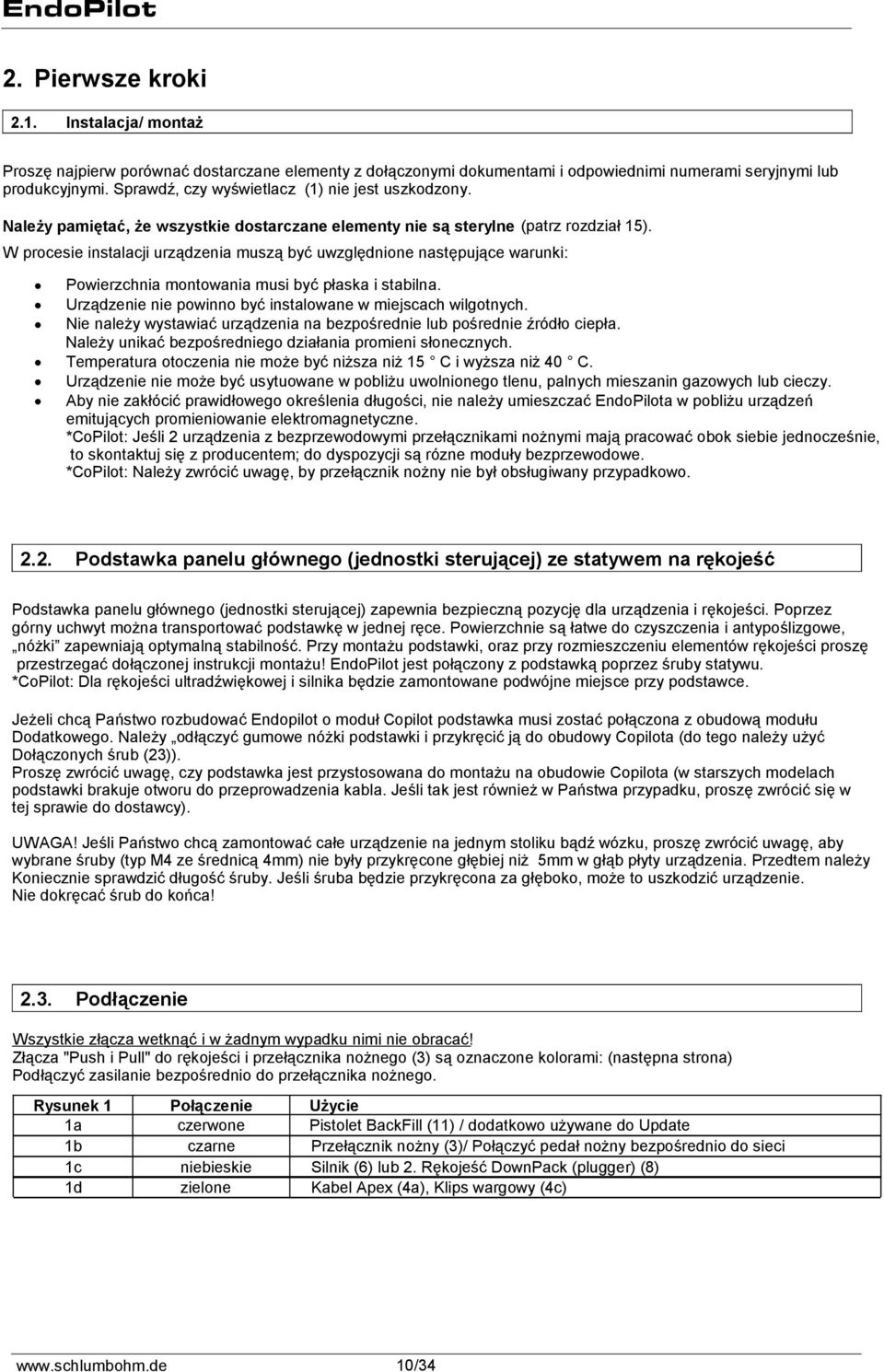 W procesie instalacji urządzenia muszą być uwzględnione następujące warunki: 2.2. Powierzchnia montowania musi być płaska i stabilna. Urządzenie nie powinno być instalowane w miejscach wilgotnych.