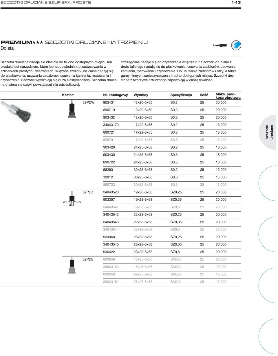 Wiązane szczotki nadają się do piaskowania, usuwania zadziorów, 52PDW usuwania kamienia, matowania i czyszczenia. wyróżniają się dużą elastycznością.