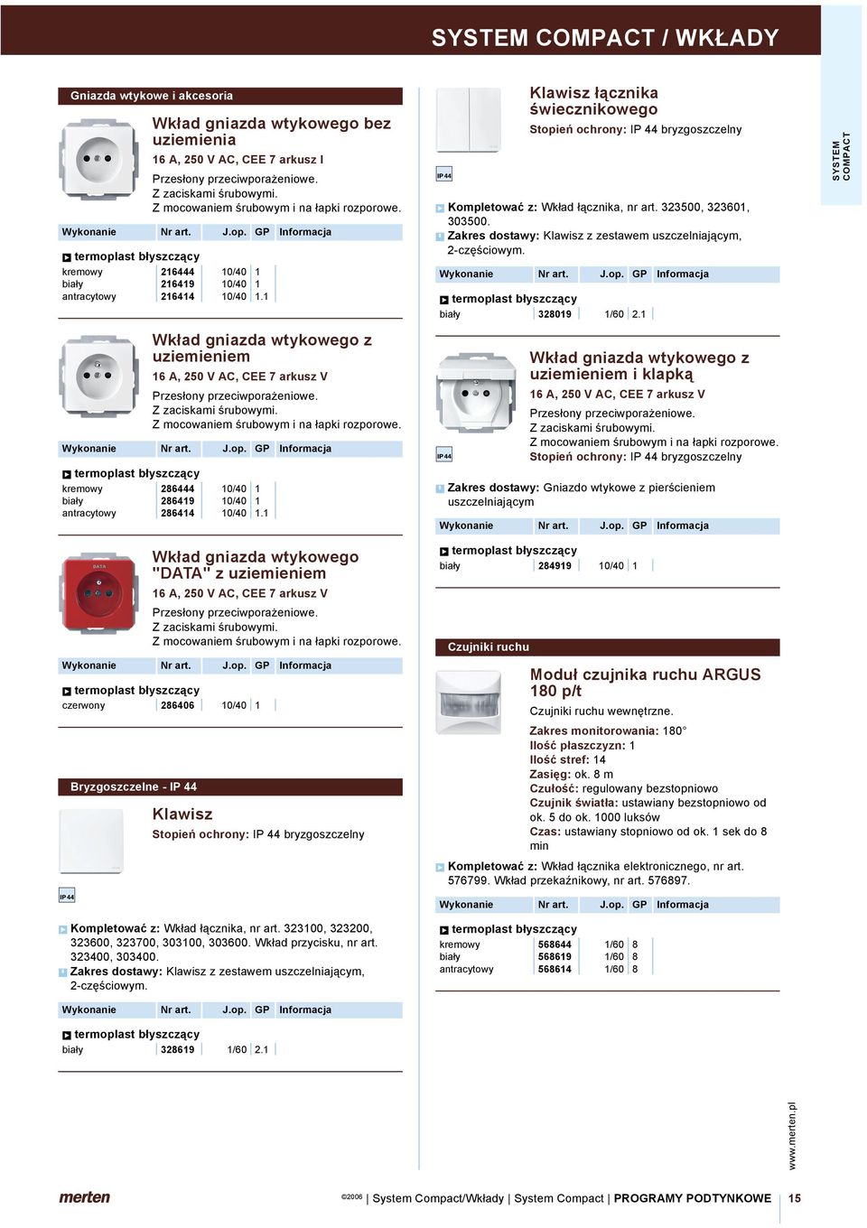 1 Klawisz łącznika świecznikowego Stopień ochrony: IP 44 bryzgoszczelny Kompletować z: Wkład łącznika, nr art. 323500, 323601, 303500. Zakres dostawy: Klawisz z zestawem uszczelniającym, 2-częściowym.