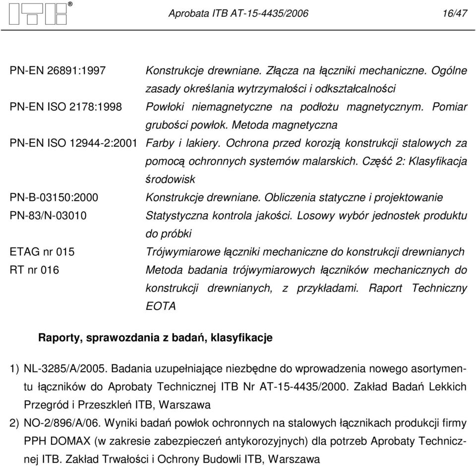 Metoda magnetyczna PN-EN ISO 12944-2:2001 Farby i lakiery. Ochrona przed korozją konstrukcji stalowych za pomocą ochronnych systemów malarskich.