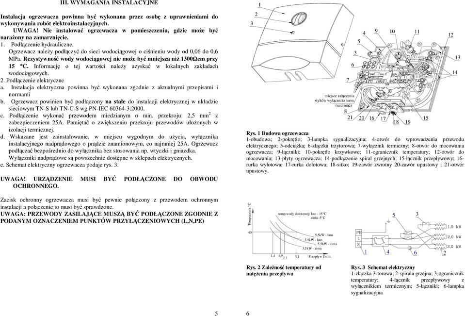Rezystywność wody wodociągowej nie moŝe być mniejsza niŝ 1300Ωcm przy 15 C. Informację o tej wartości naleŝy uzyskać w lokalnych zakładach wodociągowych. 2. Podłączenie elektryczne a.