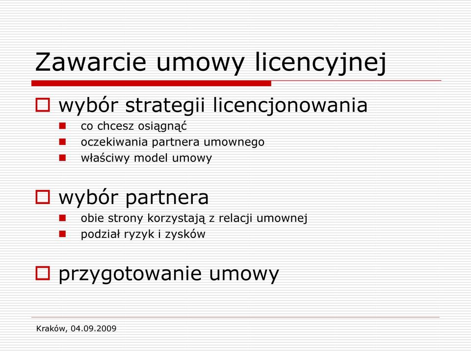 umownego właściwy model umowy wybór partnera obie strony