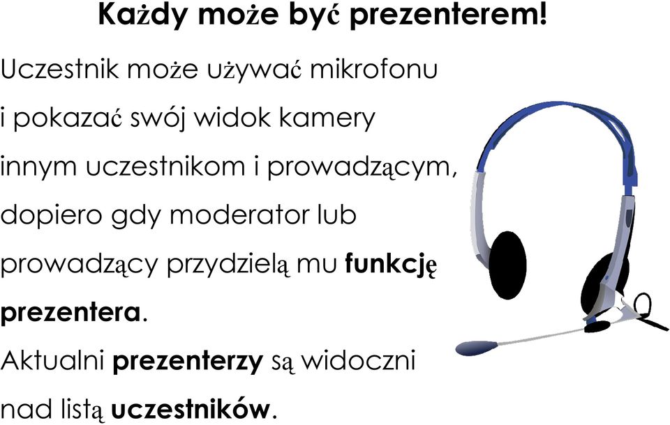 innym uczestnikom i prowadzącym, dopiero gdy moderator lub