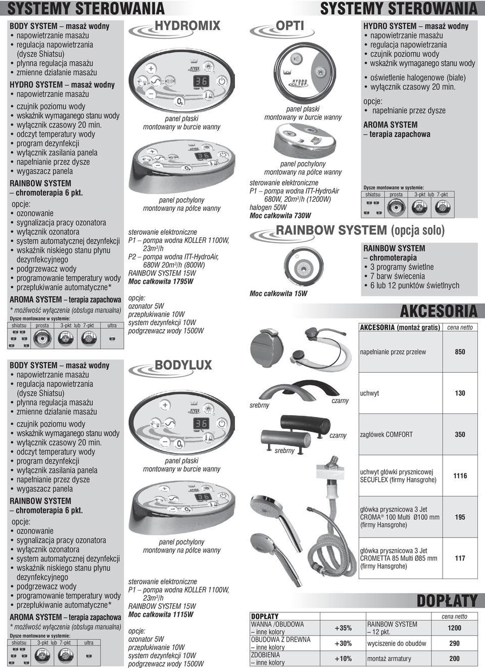 sygnalizacja pracy ozonatora wyłącznik ozonatora system automatycznej dezynfekcji wskaźnik niskiego stanu płynu dezynfekcyjnego podgrzewacz wody programowanie temperatury wody przepłukiwanie