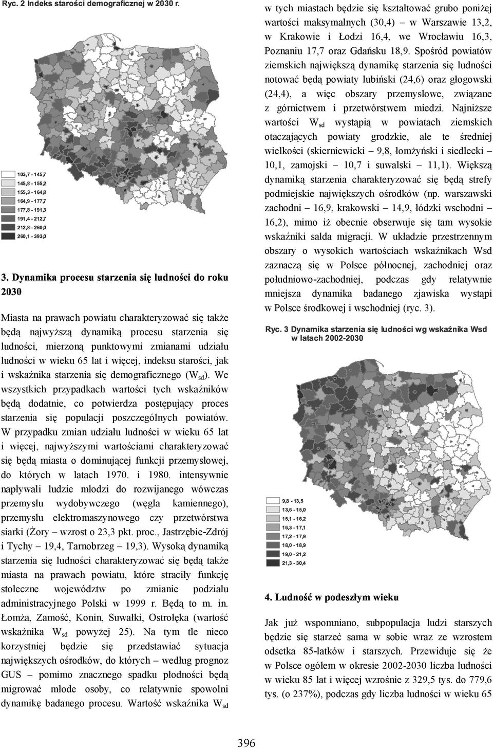 ludności w wieku 65 lat i więcej, indeksu starości, jak i wskaźnika starzenia się demograficznego (W sd ).